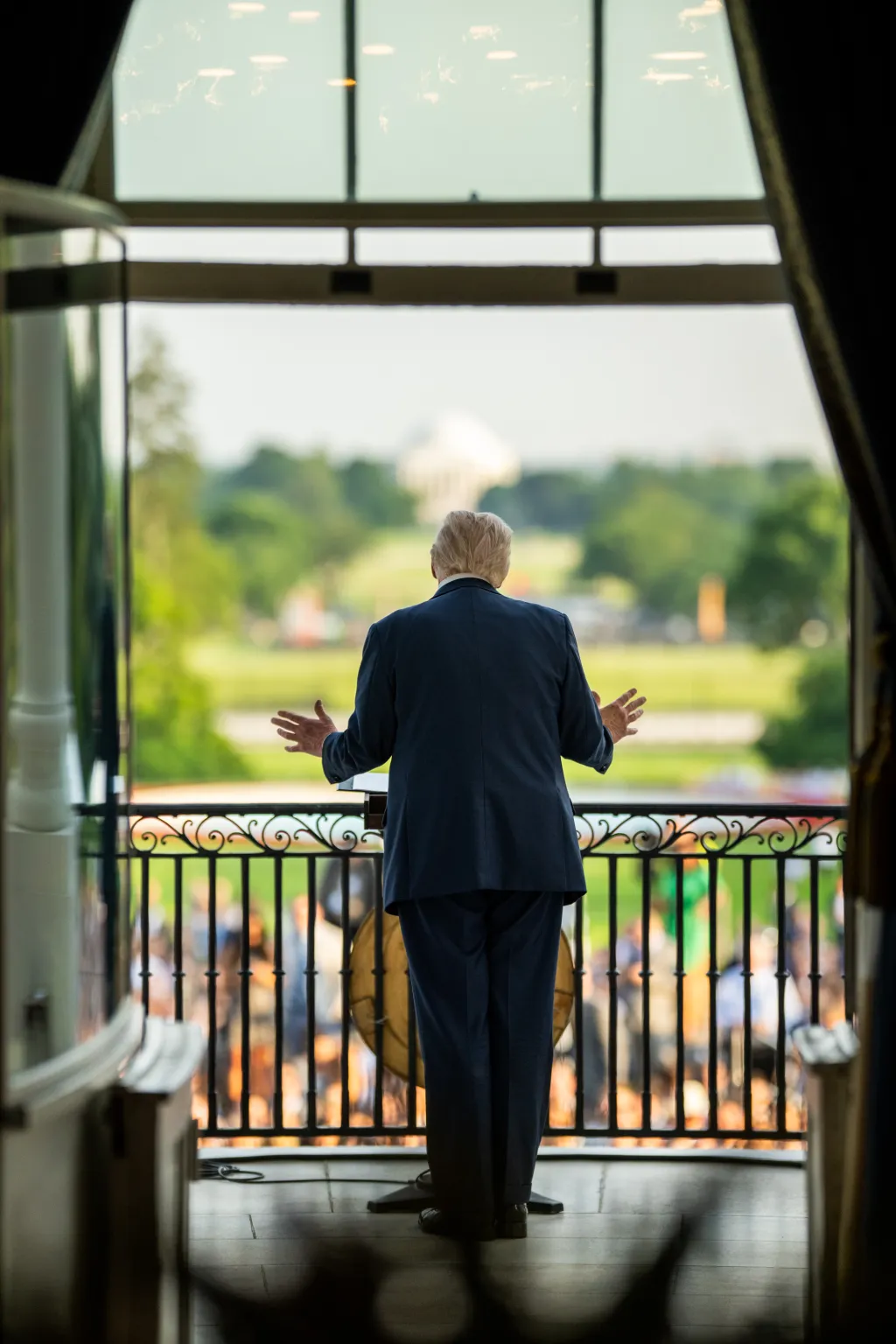 Trump speaks to reporters